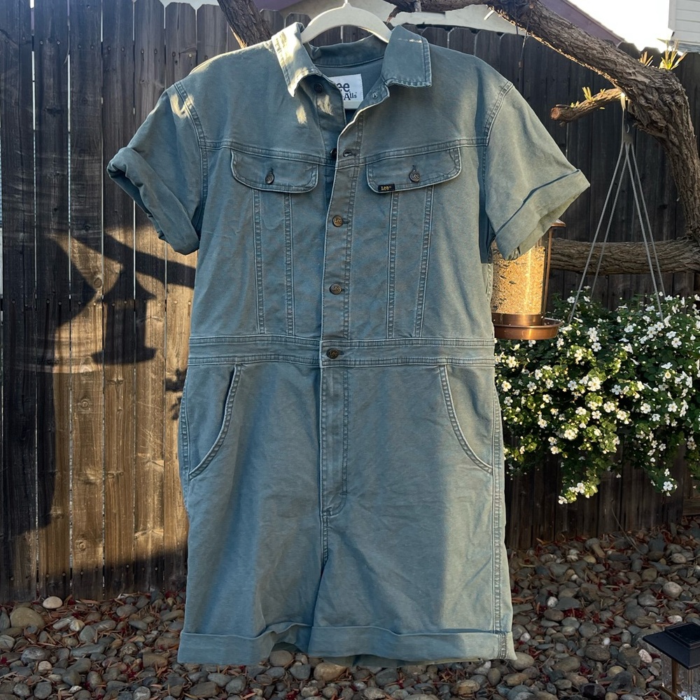 Lee Union Alls Denim Romper in Olive Green Medium - Picture 2 of 10